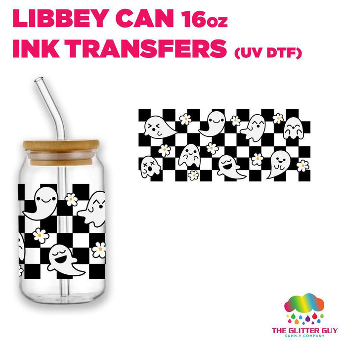Libbey Can Wrap 16oz -  Ink Transfers | Ghosts & Checkered