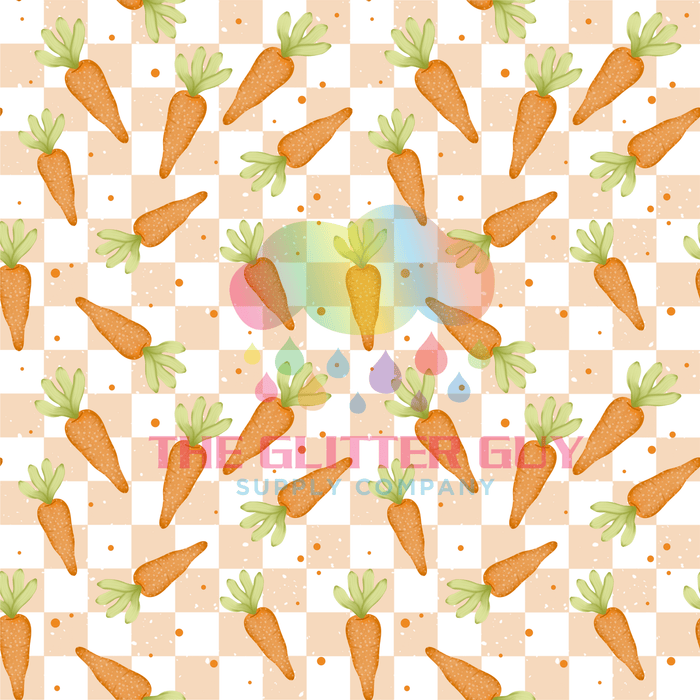 Printed Vinyl - Carrots Checkered