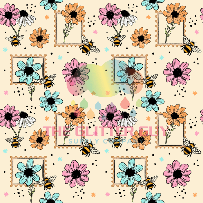 Printed Vinyl - Floral Stamp