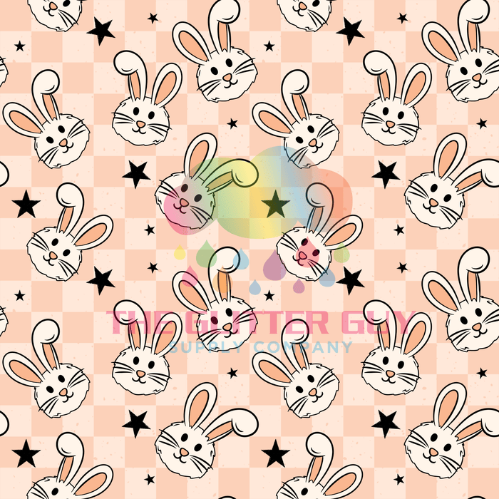 Printed Vinyl - Peach Bunnies