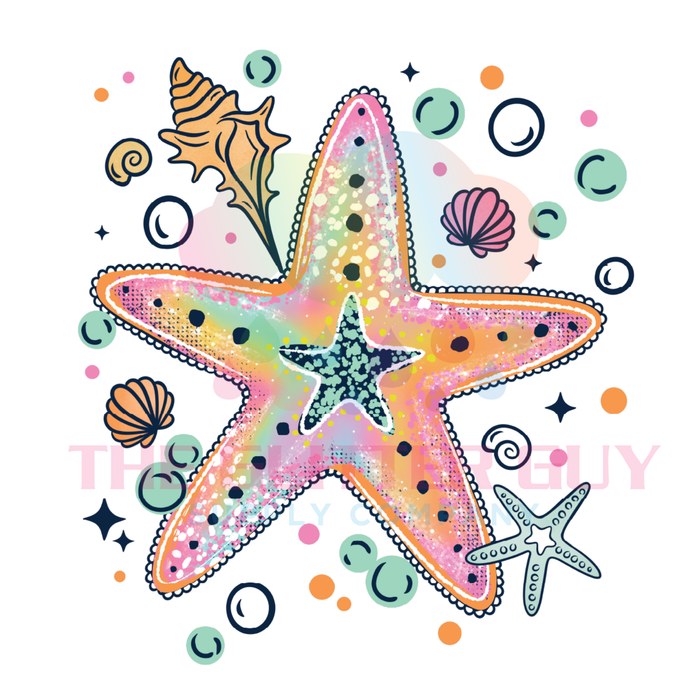 Printed Decal - Colorful Starfish