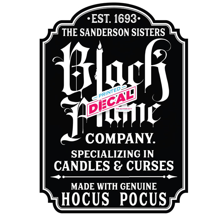 Printed Decal - Black Flame Candle