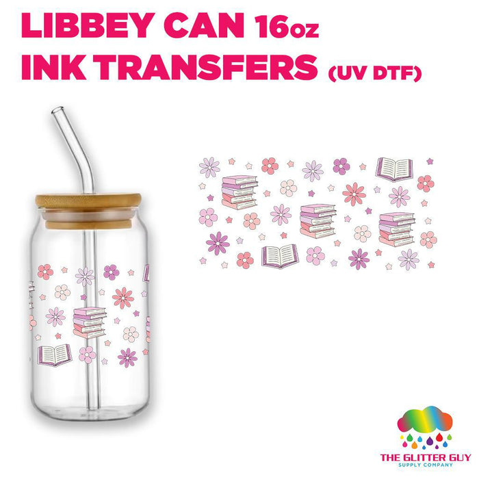 Libbey Can Wrap 16oz -  Ink Transfers | Books & Flowers