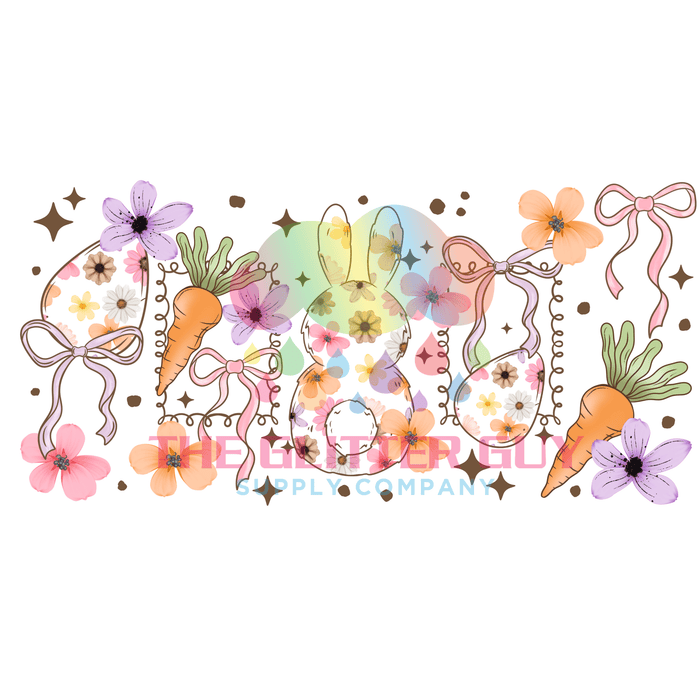 Libbey Can Wrap 16oz -  Ink Transfers | Floral Bunny