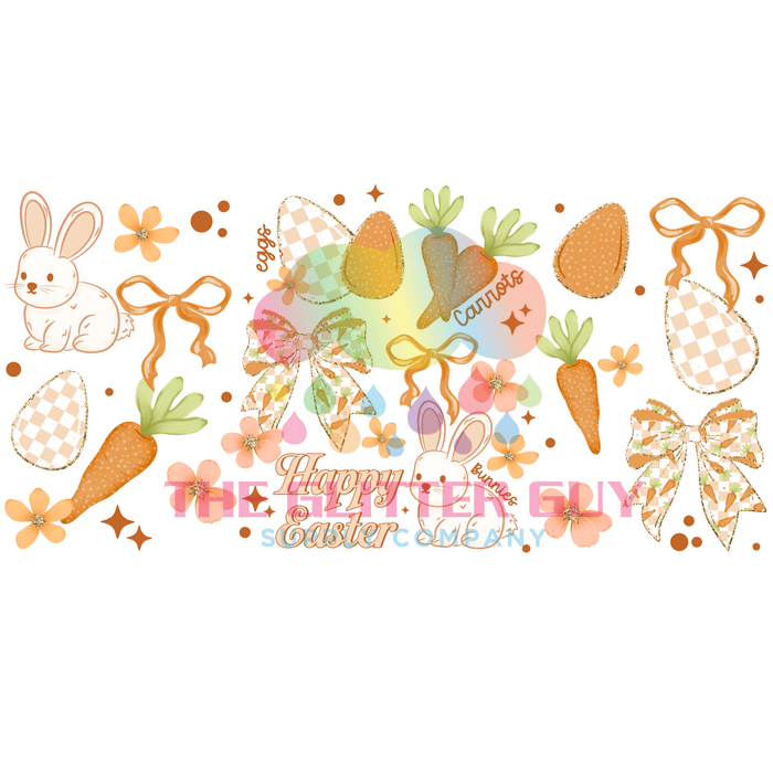 Libbey Can Wrap 16oz -  Ink Transfers | Peach Easter