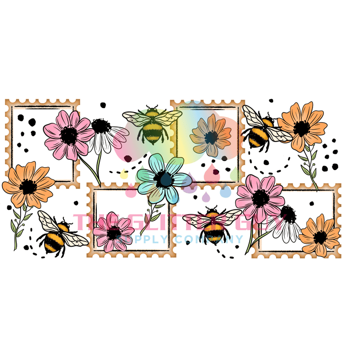 Libbey Can Wrap 16oz -  Ink Transfers | Floral Stamp