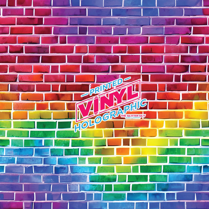 Printed Vinyl - Rainbow Bricks - Holographic