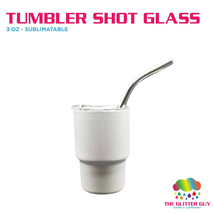 3oz Stainless Steel Sublimatable Shot Glass w/ Straw | Accessory from The Glitter Guy