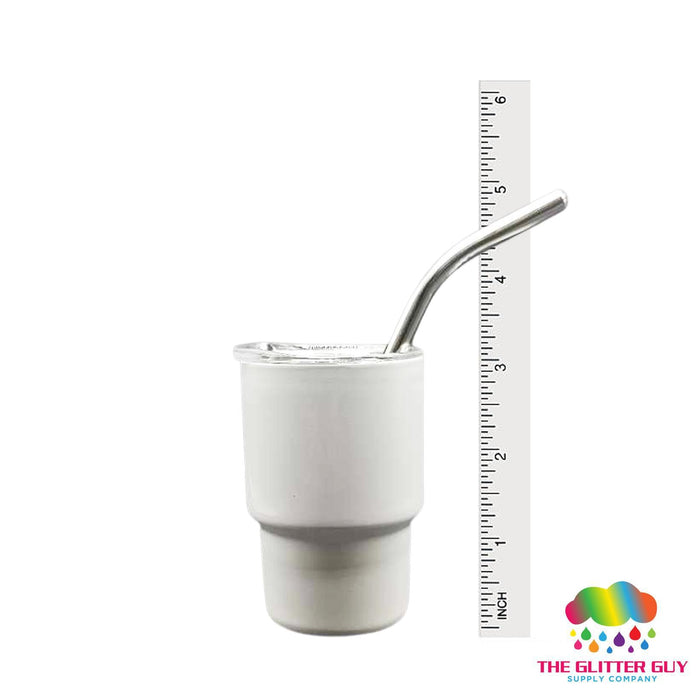 3oz Stainless Steel Sublimatable Shot Glass w/ Straw | Accessory from The Glitter Guy
