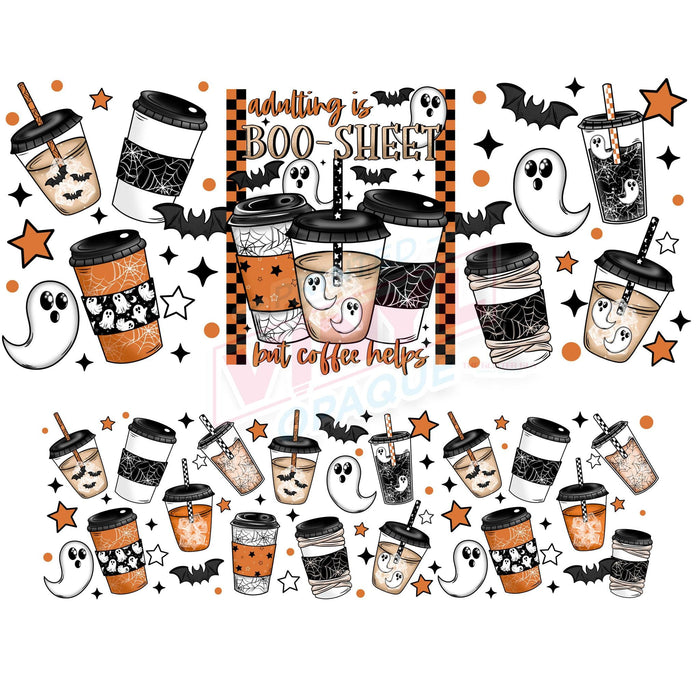 40 oz Tumbler Wrap - UVDTF Ink Transfers - Adulting Is Boo Sheet | UVDTF from The Glitter Guy