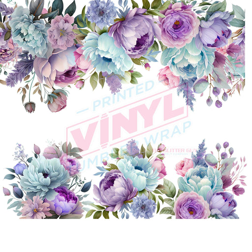 40 oz Tumbler Wrap - UVDTF Ink Transfers - Blue & Purple Florals | UVDTF from The Glitter Guy