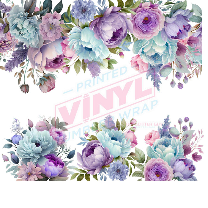 40 oz Tumbler Wrap - UVDTF Ink Transfers - Blue & Purple Florals | UVDTF from The Glitter Guy