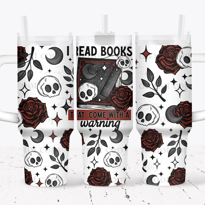 40 oz Tumbler Wrap - UVDTF Ink Transfers - Books With Warning Labels | UVDTF from The Glitter Guy