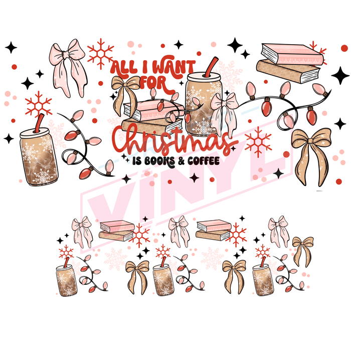 40 oz Tumbler Wrap - UVDTF Ink Transfers - Christmas Books & Coffee | UVDTF from The Glitter Guy