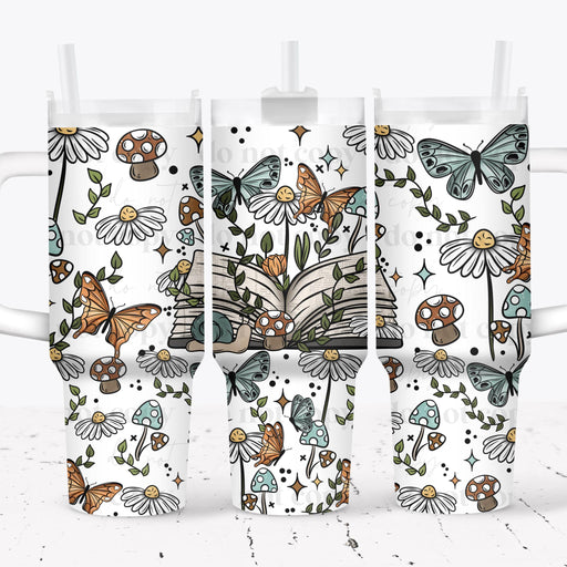 40 oz Tumbler Wrap - UVDTF Ink Transfers - Cottagecore Spring Books | UVDTF from The Glitter Guy