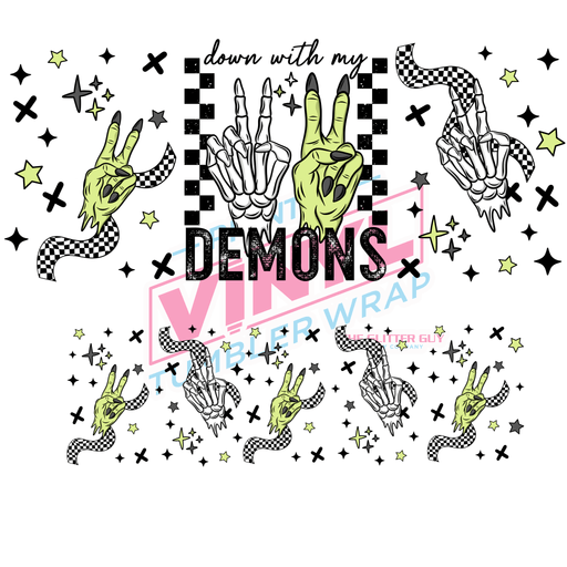 40 oz Tumbler Wrap - UVDTF Ink Transfers - Down With My Demons | UVDTF from The Glitter Guy