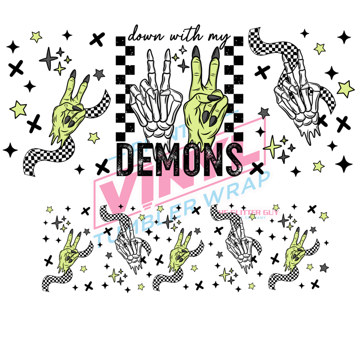 40 oz Tumbler Wrap - UVDTF Ink Transfers - Down With My Demons | UVDTF from The Glitter Guy