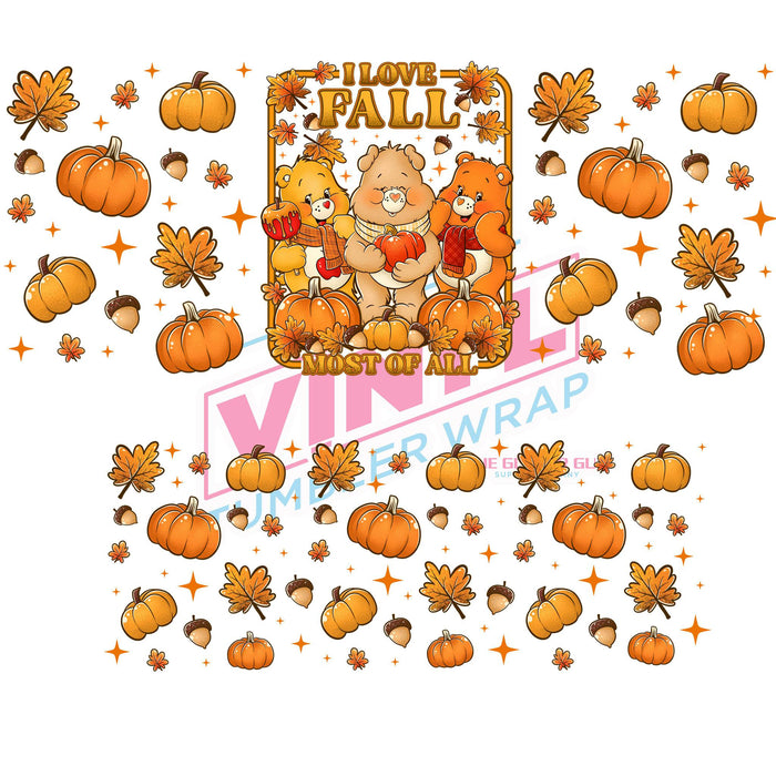 40 oz Tumbler Wrap - UVDTF Ink Transfers - Fall Bears | UVDTF from The Glitter Guy