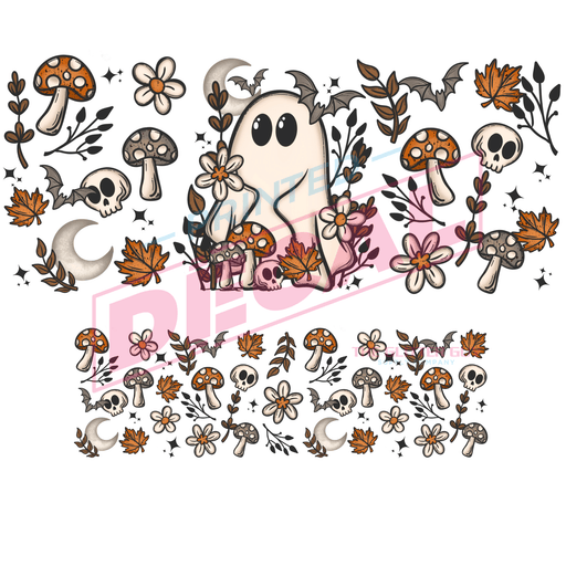 40 oz Tumbler Wrap - UVDTF Ink Transfers - Fall Cottagecore Ghost | UVDTF from The Glitter Guy