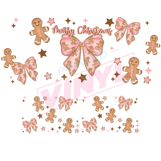 40 oz Tumbler Wrap - UVDTF Ink Transfers - Gingerbread Bows | UVDTF from The Glitter Guy