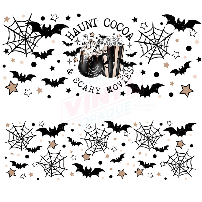 40 oz Tumbler Wrap - UVDTF Ink Transfers - Haunted Cocoa & Scary Movies | UVDTF from The Glitter Guy