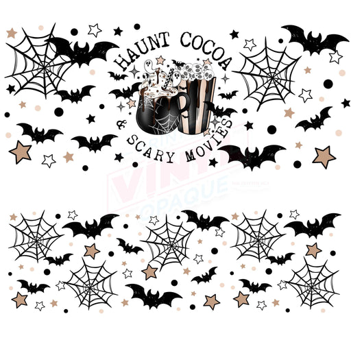 40 oz Tumbler Wrap - UVDTF Ink Transfers - Haunted Cocoa & Scary Movies | UVDTF from The Glitter Guy