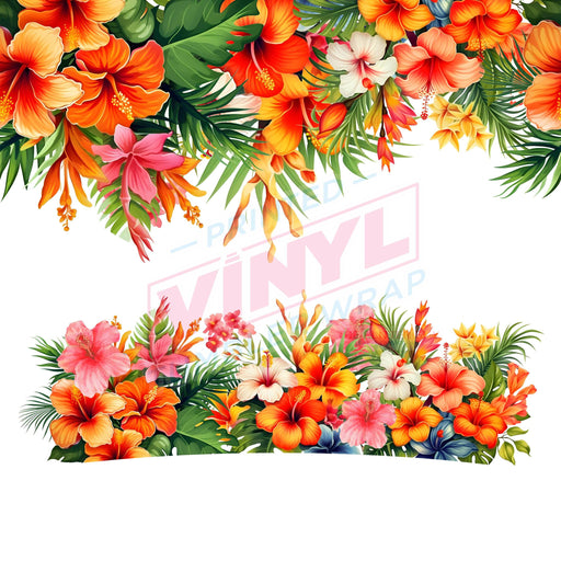 40 oz Tumbler Wrap - UVDTF Ink Transfers - Hibiscus Mix | UVDTF from The Glitter Guy