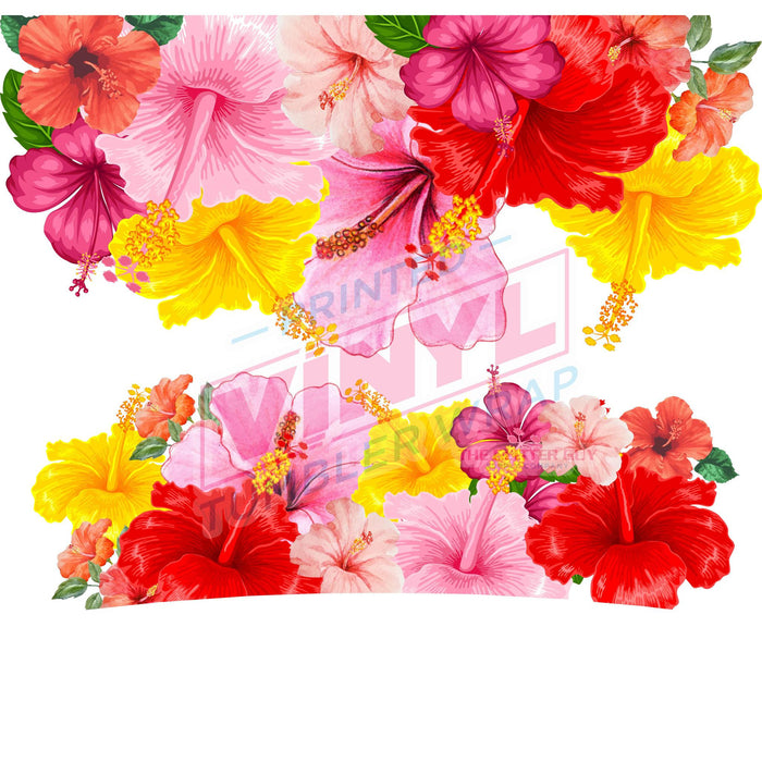 40 oz Tumbler Wrap - UVDTF Ink Transfers - Hibiscus | UVDTF from The Glitter Guy