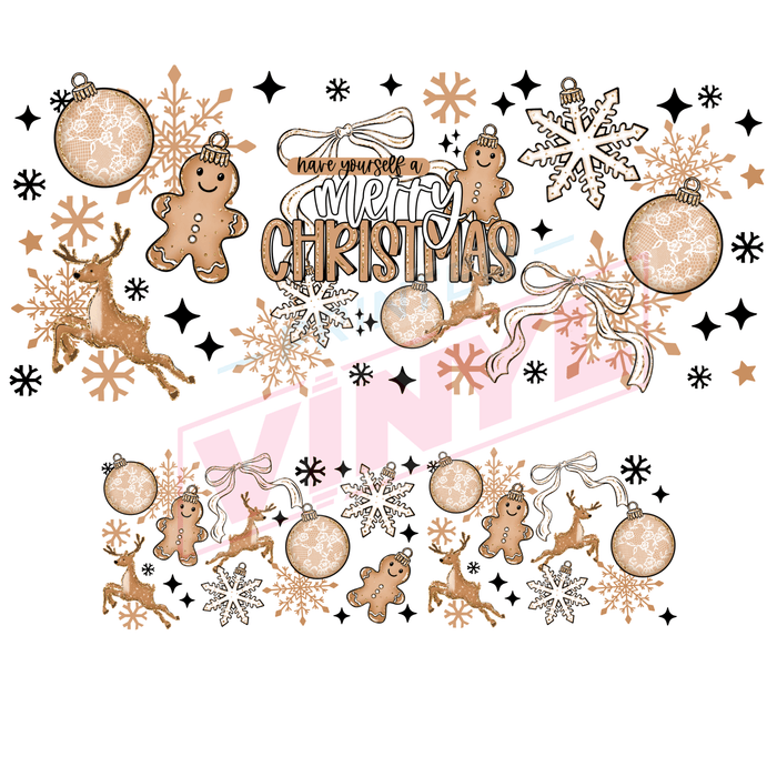40 oz Tumbler Wrap - UVDTF Ink Transfers - Merry Christmas Ornaments | UVDTF from The Glitter Guy