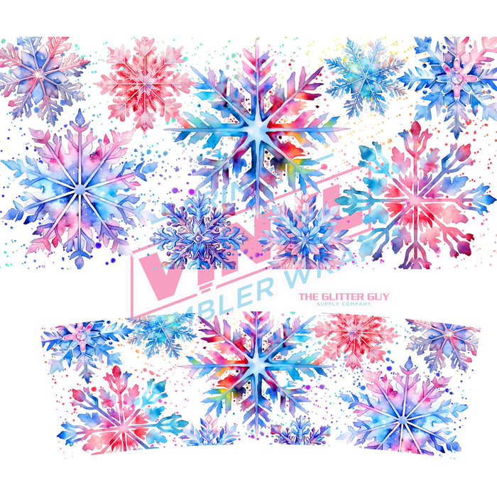 40 oz Tumbler Wrap - UVDTF Ink Transfers - Pastel Snowflakes | UVDTF from The Glitter Guy