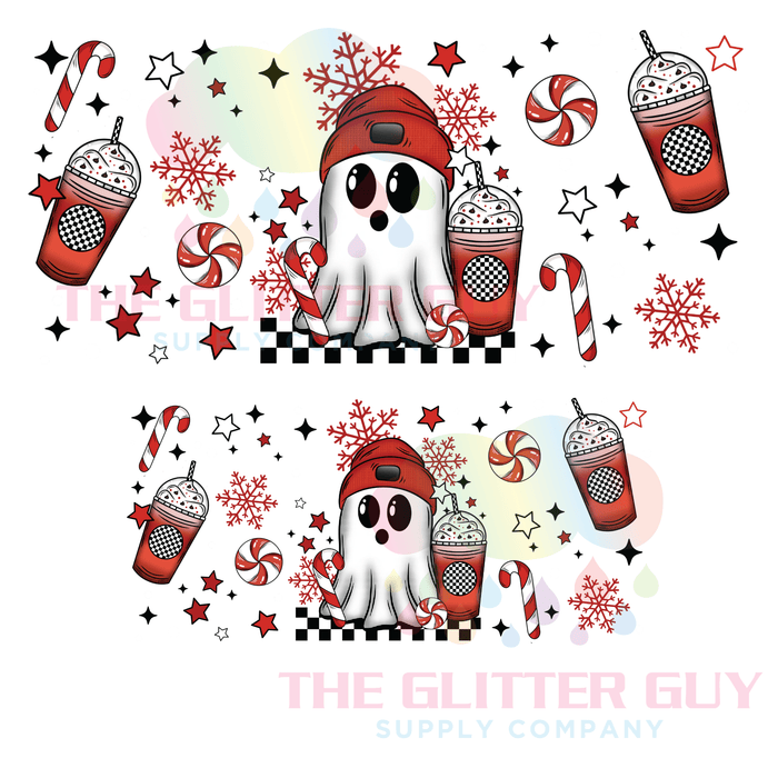40 oz Tumbler Wrap - UVDTF Ink Transfers - Peppermint Ghost | UVDTF from The Glitter Guy