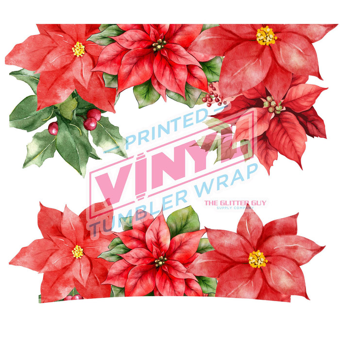40 oz Tumbler Wrap - UVDTF Ink Transfers - Poinsetta | UVDTF from The Glitter Guy