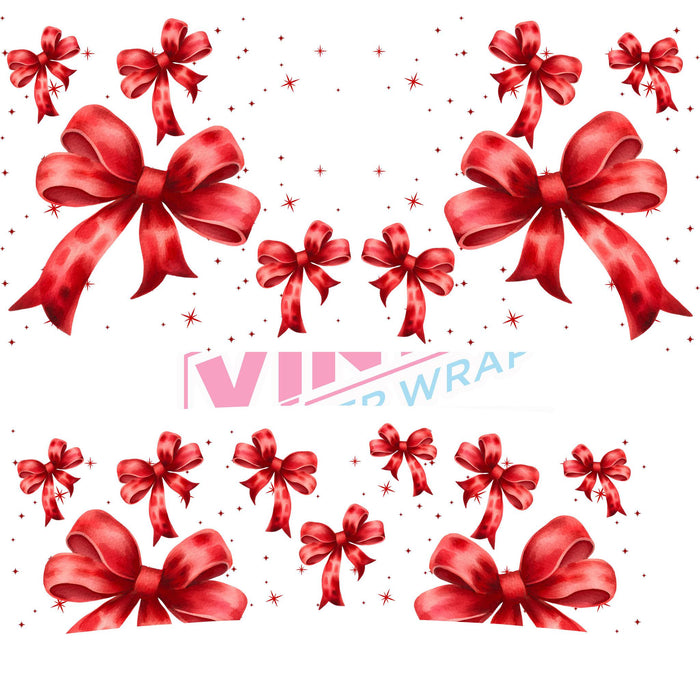 40 oz Tumbler Wrap - UVDTF Ink Transfers - Red Bows | UVDTF from The Glitter Guy