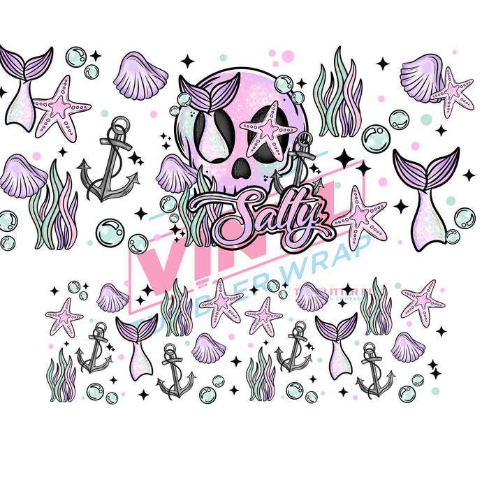 40 oz Tumbler Wrap - UVDTF Ink Transfers - Salty Mermaid Skellie | UVDTF from The Glitter Guy