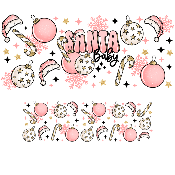 40 oz Tumbler Wrap - UVDTF Ink Transfers - Santa Baby | UVDTF from The Glitter Guy