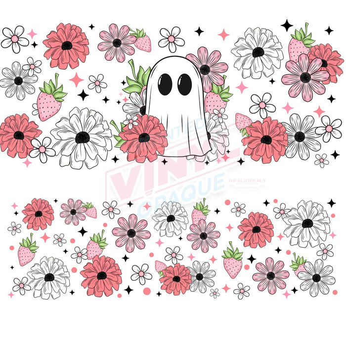 40 oz Tumbler Wrap - UVDTF Ink Transfers - Strawberry Ghosts | UVDTF from The Glitter Guy