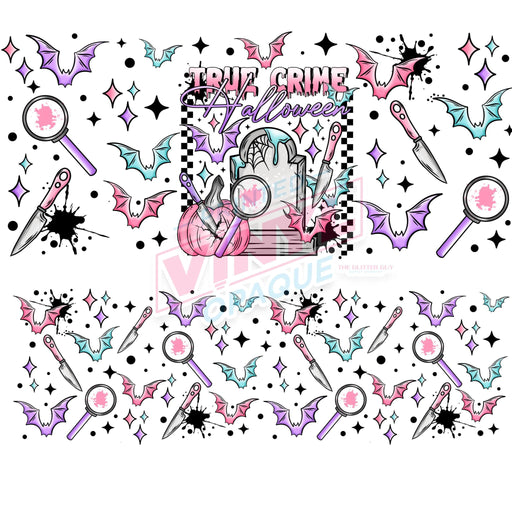 40 oz Tumbler Wrap - UVDTF Ink Transfers - True Crime Halloween | UVDTF from The Glitter Guy