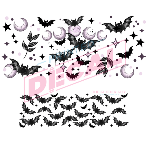 40oz Tumbler Wrap - Ink Transfers (UVDTF) - Bats & Moons | UVDTF from The Glitter Guy