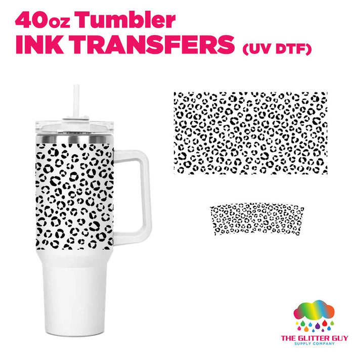 40oz Tumbler Wrap - Ink Transfers (UVDTF) - Black Leopard | UVDTF from The Glitter Guy