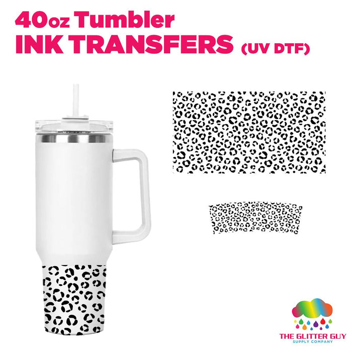40oz Tumbler Wrap - Ink Transfers (UVDTF) - Black Leopard | UVDTF from The Glitter Guy