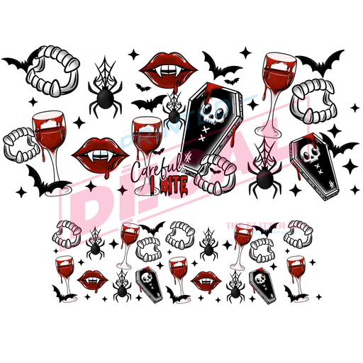 40oz Tumbler Wrap - Ink Transfers (UVDTF) - Careful I Bite | UVDTF from The Glitter Guy