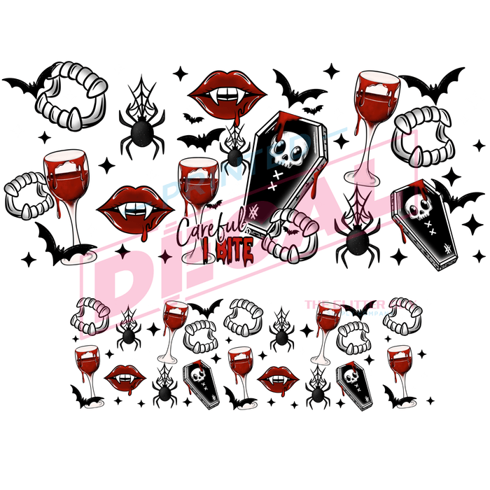 40oz Tumbler Wrap - Ink Transfers (UVDTF) - Careful I Bite | UVDTF from The Glitter Guy