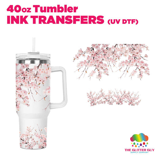 40oz Tumbler Wrap - Ink Transfers UVDTF - Cherry Blossom | UVDTF from The Glitter Guy