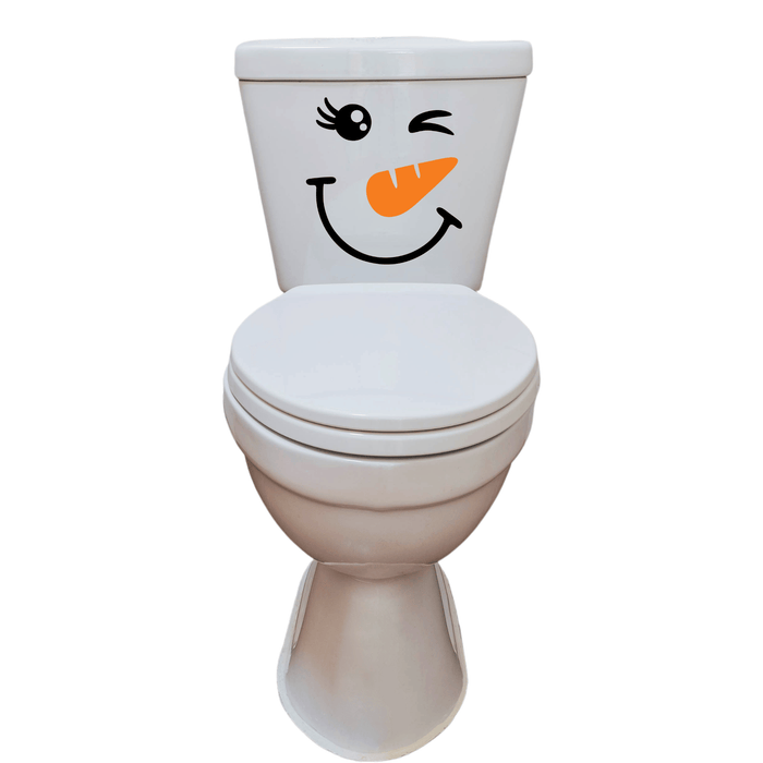 Winking Snowman Funny Toilet Decal – Premium Ink Transfer Bathroom Sticker