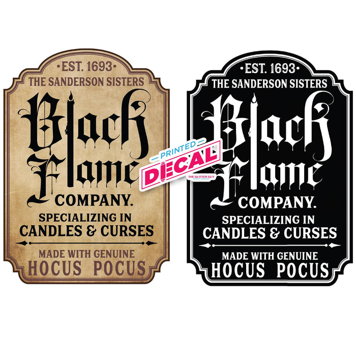 Printed Decal - Black Flame Candle