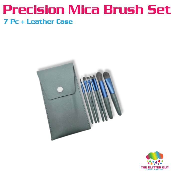 7 Piece Precision Mica Brush Set w/ Leather Case | Accessory from The Glitter Guy