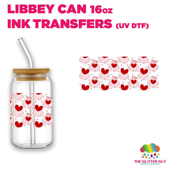 Libbey Can Wrap 16oz -  Ink Transfers | Ghost Hearts