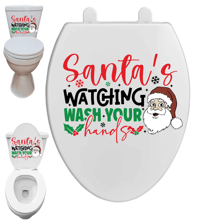 Santa's Watching Funny Toilet Decal – Premium Ink Transfer Bathroom Sticker