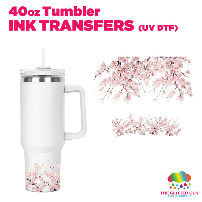 40oz Tumbler Wrap - Ink Transfers UVDTF - Cherry Blossom