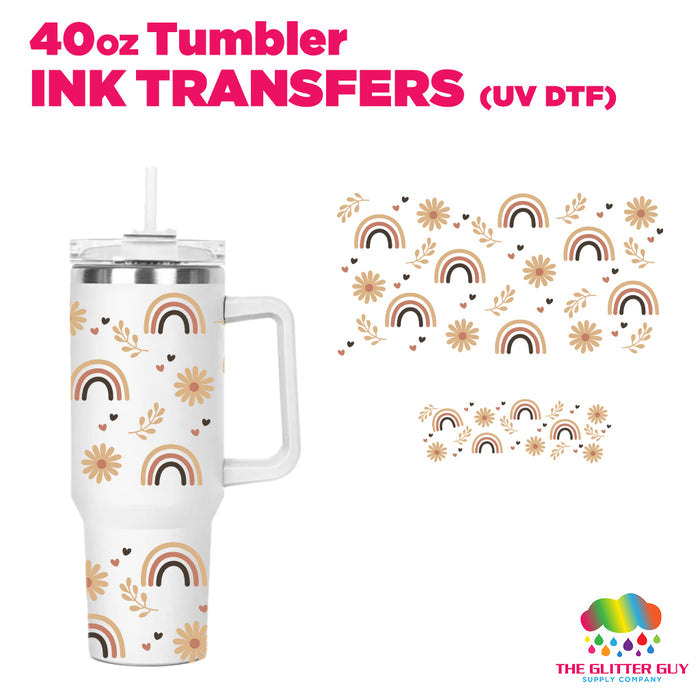 Muted Rainbow Daisy | 40oz Tumbler Wrap - Ink Transfers (UVDTF)